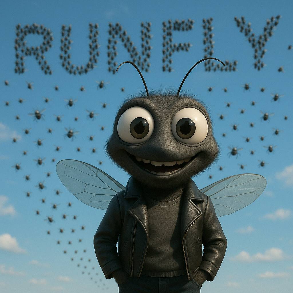 Pat the Fly — Run Fly mascot