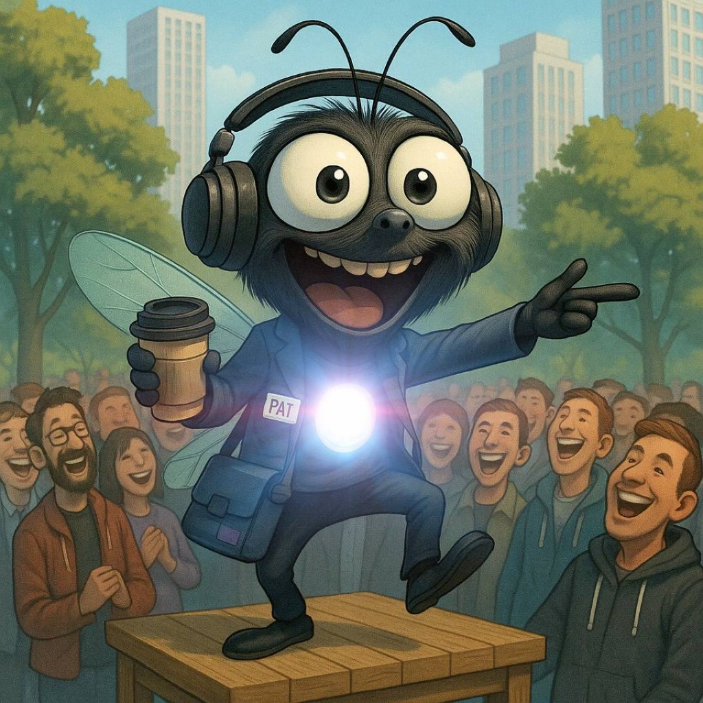 Pat the Fly — Run Fly mascot