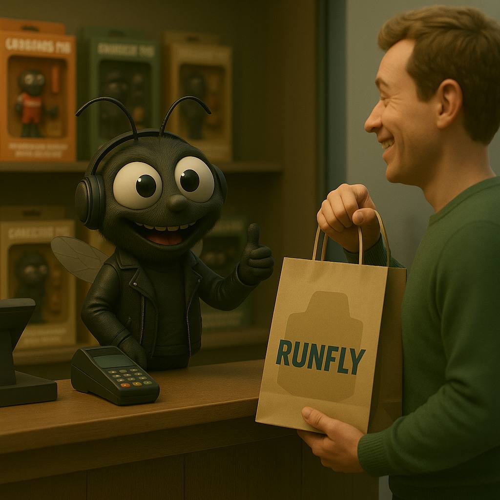 Pat the Fly — Run Fly mascot